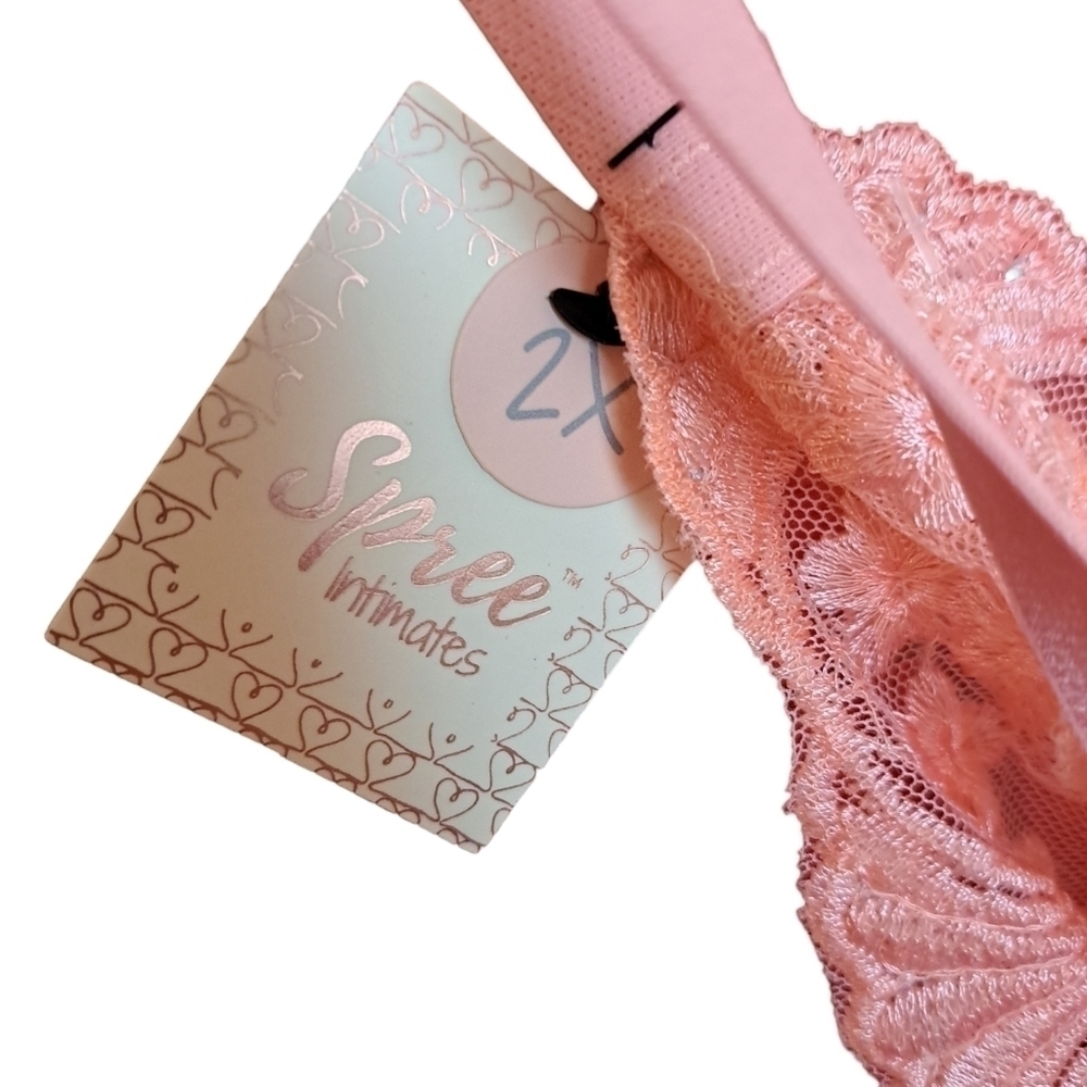 Spree intimates 2x NWT peach negligee w matching thong lacy satin sequins - Picture 6 of 7